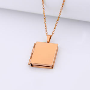 18K altın kaplama paslanmaz çelik takı süblimasyon boş kitap şekli kilit DIY çerçeve fotoğraf resim hatıra madalyon kolye - Product Image 6