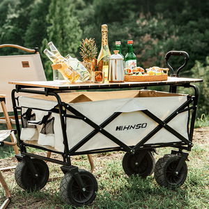 HNSO Outdoor Camping Cart 4 Wheel <b>Foldable</b> Portable Storage <b>Trolley</b> For Picnic And Travel - Product Image 1