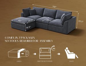 Vacuum <strong>Sofa</strong> Sets with Ottoman Compression Foldable <strong>Sofa</strong> Bed Compressed <strong>Foam</strong> <strong>Sofa</strong> for Guest Room Multi-Functional Furniture - Product Image 2