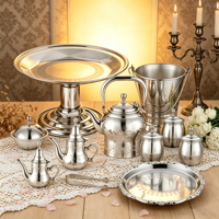 Ensemble de thé arabe de luxe 11 pièces, service à thé et à café en métal de qualité supérieure, ensemble de thé islamique traditionnel avec plateau pour cadeau de Ramadan