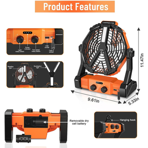 Cắm Trại fan với Đèn lồng Led có thu phí hình chữ Y độ sáng cao LED Đèn Ngoài Trời Lều Fan - Product Image 3