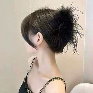 Nouvelle Arrivée Pinces à Cheveux Artisanales en Plumes d'Autruche Synthétiques 11cm pour Coiffures Tendance au Niveau de la Nuque - Vente en Gros Luxe pour Cheveux - Product Image 2
