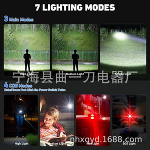 Lampe de poche Led rechargeable, 5000Mh, lumière latérale Cob, torche extérieure étanche avec câble Usb, lumière blanche haute intensité - Product Image 2