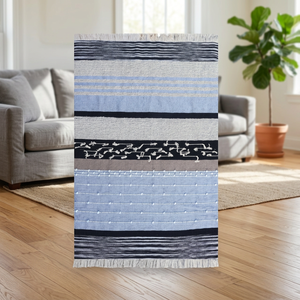 Plaid léger en microfibre de coton style bohème, doux et confortable, à motif rayé vintage, technique de tissage, pour la maison et l'hôtel - Product Image 3