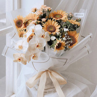 Papier d'emballage pour bouquet métallisé à bords dorés imperméable, fournitures pour fleuristes, emballage cadeau pour la fête des mères, la Saint-Valentin