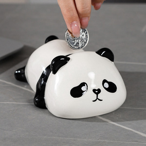 Hucha de cerámica con forma de panda, sentado y acostado, caja de dinero de dibujos animados para decoración del hogar, regalo para niños - Product Image 2
