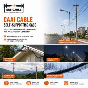 <span class=keywords><strong>Cable</strong></span> Autoportante CAAI de 0.6/1kV, <span class=keywords><strong>Cable</strong></span> Aéreo Agrupado Autoportante de Aluminio XLPE con Mensajero AAAC - Product Image 4