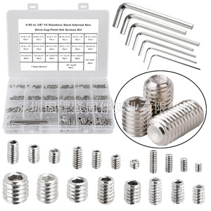 Stainless Steel Hex Socket Head Screw Set 387pcs Imperial Inch Size With Wrench Industrial Grade A Chrome Finish - Product Image 1