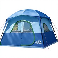 Carpa de Camping Familiar para 6 Personas, Doble Capa, Impermeable, Resistente al Viento, Portátil, Fácil de Instalar con Toldo |   Poliéster para las 4 Estaciones