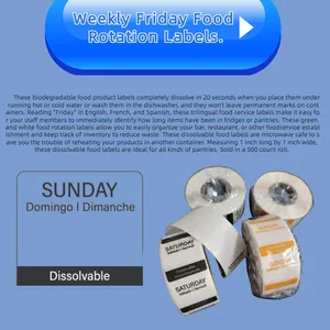 Wateroplosbaar Papier Label Voor Keuken Drietalige Lijm Verwijderbare Wasbare Stickers Milieuvriendelijk