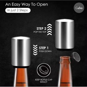 ที่เปิดขวดเบียร์อัตโนมัติแบบกดทำจากสเตนเลสสตีลที่มีประสบการณ์15ปีเครื่องเปิดเบียร์ระบบอัตโนมัติคุณภาพดีสั่งพิมพ์ลาย MOQ ต่ำ1ชิ้น - Product Image 3