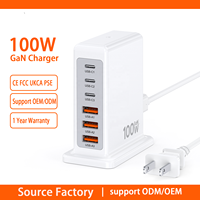 Chargeur rapide universel HNT Wholesale 100W PD à 6 ports, adaptateur de voyage, station de charge pour iPhones, ordinateurs portables avec prise US, EU, UK, AU
