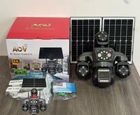 Caméra solaire V821 - Double objectif, haute définition, panoramique à 360 degrés, contrôle à distance par téléphone portable, étanche pour l'extérieur