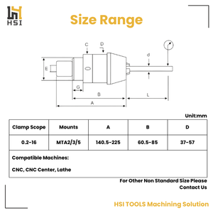 Porte-foret sans clé intégral APU à queue conique Morse MT2 MT3 MT4 pour <span class=keywords><strong>perceuse</strong></span> à <span class=keywords><strong>colonne</strong></span> lourde pour machine CNC - Product Image 3