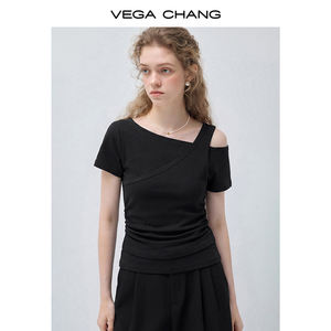 VEGA CHANG T-shirt coréen tendance et unique, style cool-sweet, coupe ajustée, épaules dénudées, manches courtes, style mature léger - Product Image 5