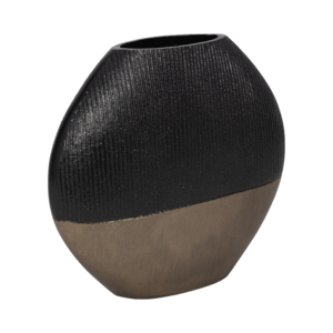 Vaso in ceramica per l'arredamento del soggiorno, vaso decorativo per fiori, per casa, camera da letto, ufficio, espositore rotondo, finitura nera e marrone - Product Image 2