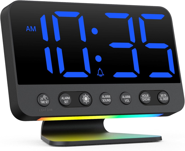 Digital Alarm Clock with Large Numbers for Bedrooms: Bold Display Readable Across The Room-Night Lights for Kids Seniors Teens