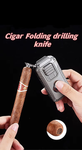 All-in-one <strong>Torch</strong> Cigar Lighter With Built-in Cigar Cutter V Cut Cigar Holder <strong>Triple</strong> Windproof Jet <strong>Flame</strong> Lighter With Gift Box - Product Image 4