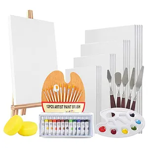 Kit complet de 50 pièces de peinture acrylique pour artiste professionnel, fournitures de peinture, ensemble de toiles pour enfants, dessin