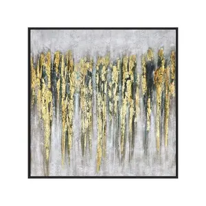 Abstrakte Goldfolie Hand malerei moderne goldene Wand kunst Bild für Wohnzimmer Dekor große Größe