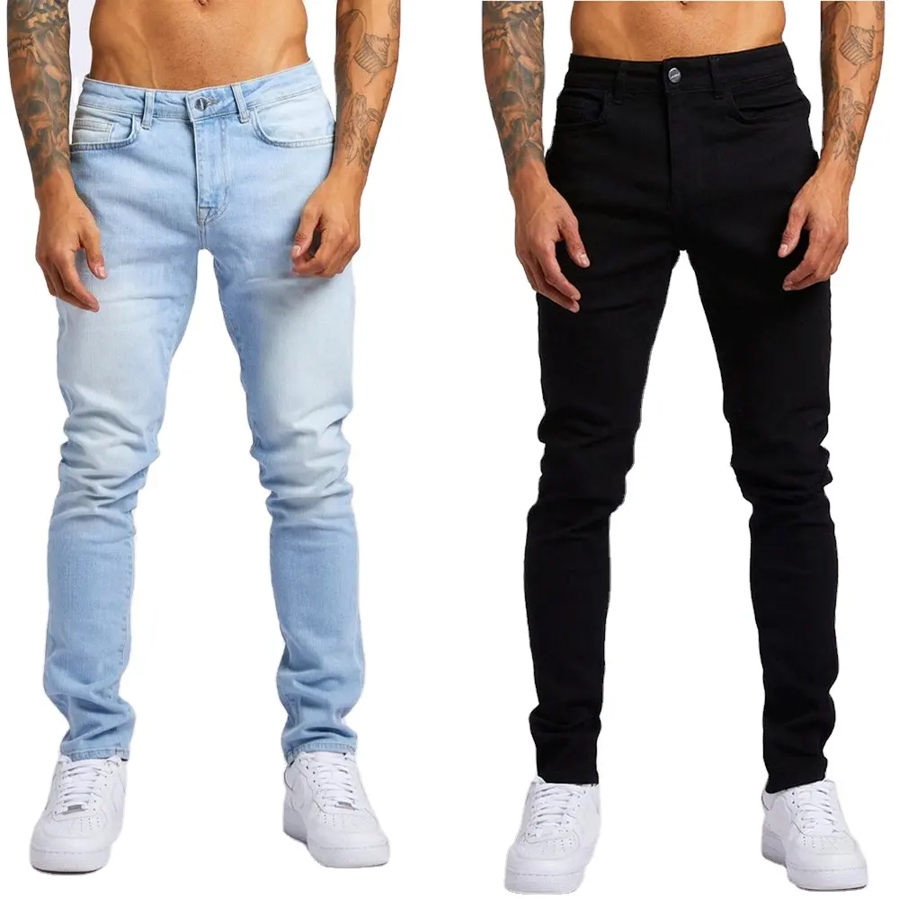 BLD streetwear Latest Fashion Solid Color Blank Tapered Jeans Men Slim Fit Best Quality Fashion Skinny Long Jeans Pants for Men