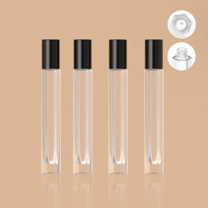 Флаконы-роллеры из стекла 10 мл, шестиугольные, круглые, черные, белые, прозрачные, для эфирных масел и духов, с роликовым колпачком из нержавеющей стали - Product Image 1