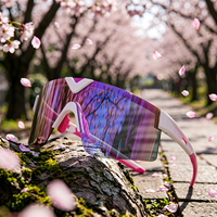Lunettes de soleil sportives semi-cerclées TR90 personnalisées avec logo OEM, pour le cyclisme et la course à pied, verres polarisés miroir photochromiques violets