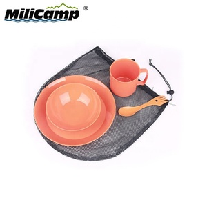 4pcs <strong>Camping</strong> Kitchen <strong>Camping</strong> Plastic <strong>Plates</strong> Bowls Dinner <strong>Set</strong> Portable Tableware <strong>Set</strong> With a Bag - Product Image 2