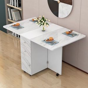 <span class=keywords><strong>Table</strong></span> de cuisine pliante avec étagère de rangement, <span class=keywords><strong>2</strong></span> tiroirs de rangement, <span class=keywords><strong>table</strong></span> de cuisine extensible mobile pour gagner de la place - Product Image 3