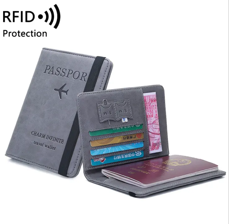 Custom Bling Passport Cover Travel Leather RFID Blocking Passport Holder Wallet