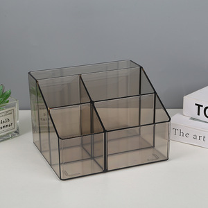 Acrylic <b>Pen</b> Holder Multi Compartment Desk Storage <b>Box</b> For Stationery Organizing Square Shape Transparent Design - Product Image 1