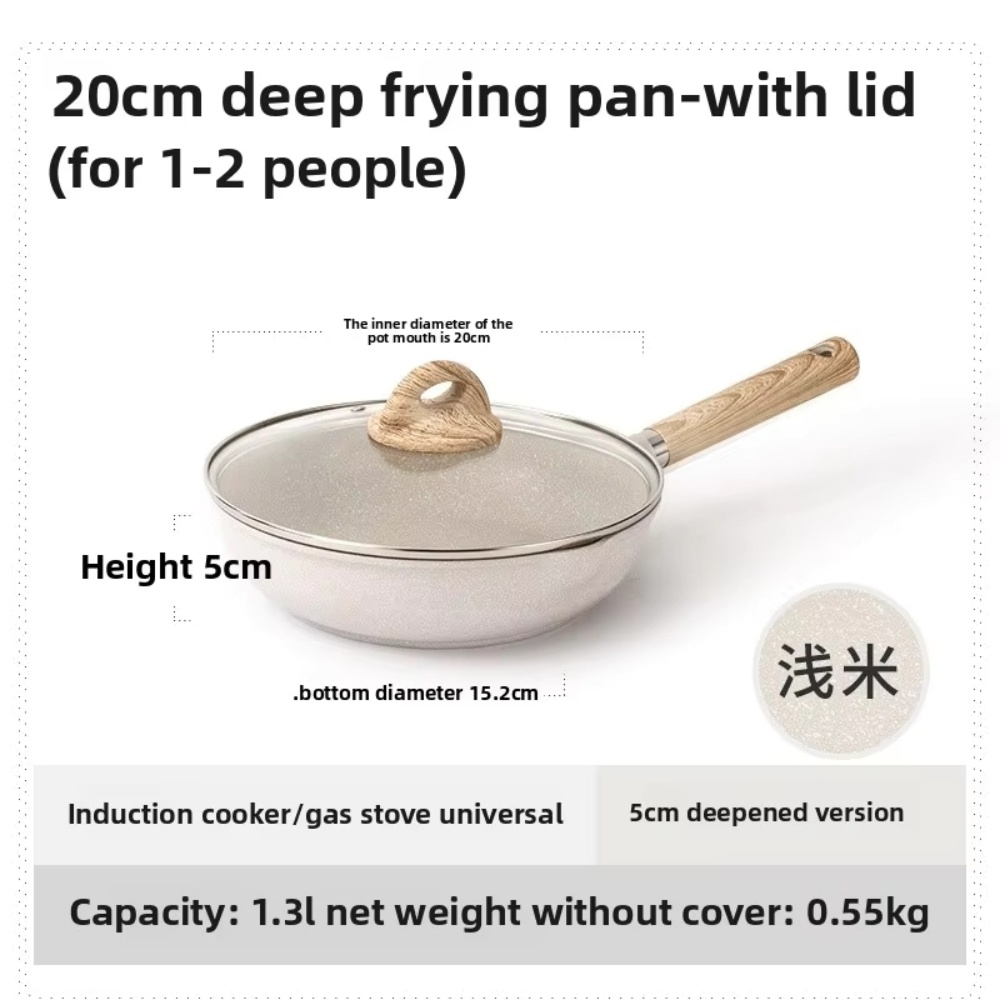 Poêle à frire profonde de 20cm avec couvercle