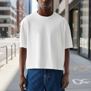 เสื้อยืดผู้ชายผ้าฝ้ายใส่สบายทรงโอเวอร์ไซส์ สไตล์ลำลอง ทรงหลวม ระบายอากาศได้ดี เนื้อผ้านุ่มถัก น้ำหนัก 240 กรัม สีพื้น ทรงยาว ใส่ได้ทุกวัน - Product Image 1