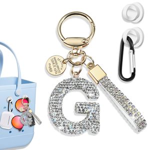 <b>Initial</b> Letter Keychain Accessories for Bogg <b>Bag</b> Bling Sparkly Decorative Letter Charms Key Holder for Bogg Beach Tote <b>Bag</b> - Product Image 1