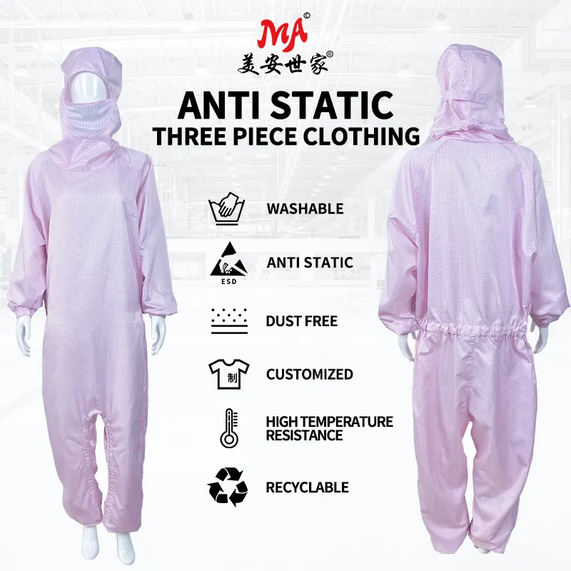 Uniforme de trabajo industrial overoles chaqueta pantalones ropa de trabajo antiestática bata de laboratorio con puño elástico mono de sala limpia