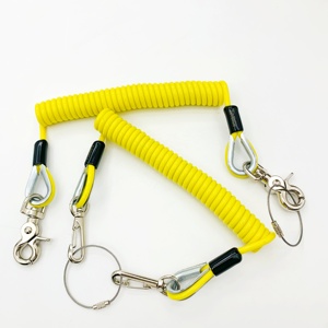 Steel Wire Cable Spring Plastic Tool Lanyard Coiled Extention Spiral Cord Tool Tether Tools Security Lanyard