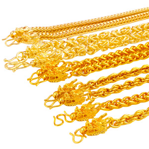 Conjunto de Collar y Pulsera para Hombre con Cabeza de Dragón Bañado en Oro, Diseño de Espina de Serpiente Trenzada y Cola de Zorro, Joyería de Oro Artificial para Fiesta - Product Image 3
