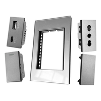 Module d'interrupteur mural modulaire gris DELEFU DIY, prise EU Schuko, prise de courant USB Type C RJ45 TV 16A, matériau PC