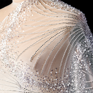 結婚式のための最も人気のある白いブライダル刺繍ビーズレース生地 - Product Image 3