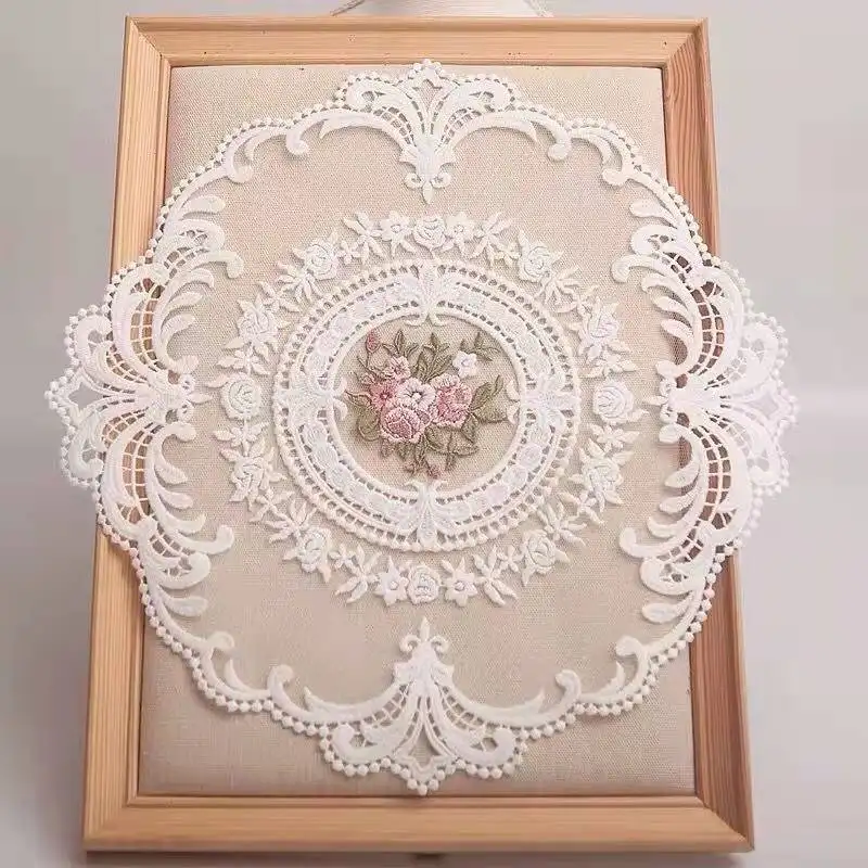 Wholesale French curtain pillow decorative mat nightstand photo background props home decoration lace coasters embroidery lace