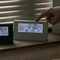 Horloge numérique de bureau intelligente, calendrier, température, météo, écran transparent, réveil de table