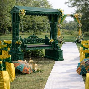 Columpio de madera artesanal tradicional Haldi Mehndi para decoración de ceremonias nupciales - Product Image 2