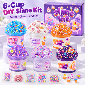 Kit de slime cristallin Butter Cloud avec logo personnalisé OEM ODM, 6 tasses, thème dessert, ensemble de slime, emballage de marque privée pour les distributeurs de jouets - Product Image 1