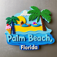 Autocollant magnétique pour réfrigérateur en résine de Floride avec motif et logo personnalisés, design de vacances à la plage