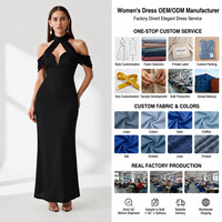 Robe longue décontractée à manches longues et taille empire, style socialite sexy, nouvelle collection été 2026, col halter, dos nu, en gaze, coupe ajustée