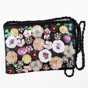 Bolso <span class=keywords><strong>de</strong></span> mano <span class=keywords><strong>de</strong></span> flores para mujer, Cartera <span class=keywords><strong>de</strong></span> lujo para <span class=keywords><strong>fiesta</strong></span>, con cuentas <span class=keywords><strong>de</strong></span> cristal florales, bolso <span class=keywords><strong>de</strong></span> noche - Product Image 2