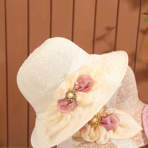 Tươi và ánh sáng hoa Ribbon mũ rơm với cỏ Top màu duy nhất bãi biển Kỳ nghỉ Phụ kiện cho du lịch - Product Image 4