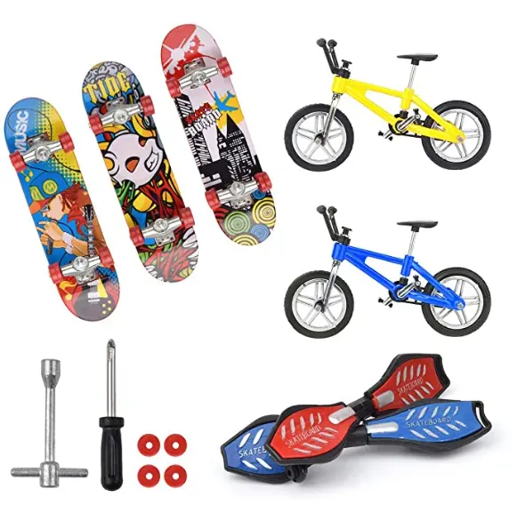 Whole sale mini finger boards kit skateboards bikes swing scooter boards toys set for kids teenager finger toys