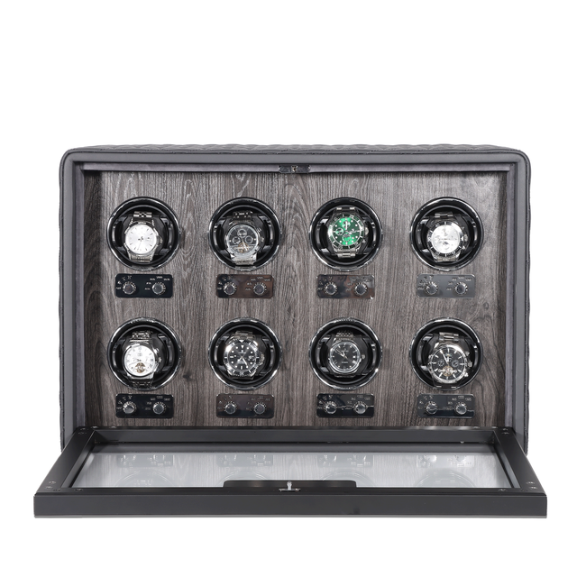 Sunyung Luxury Automatic 8 Watch Winder with Motor Durable Leatherette & Suede Case for Automatic Watch Collection