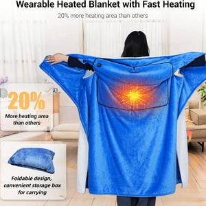 Portable <b>USB</b>-Battery Wearable Heated Throw Blanket Pockets Carbon Fiber <b>Heating</b> Adjustable Temperature Car RV Outdoor Household - Product Image 2